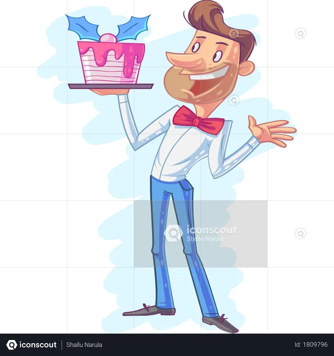 Birthday boy with birthday cake  Illustration