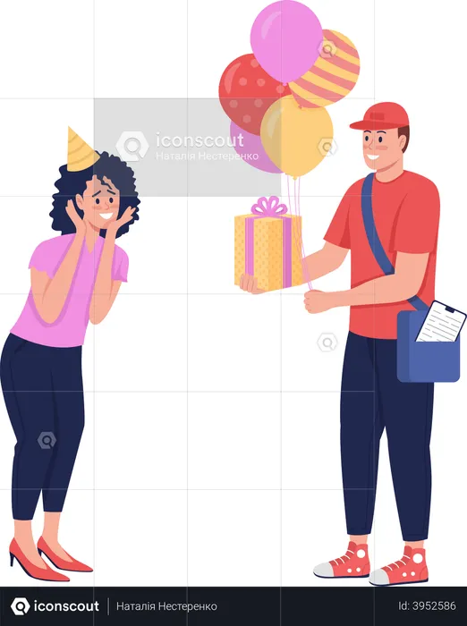 Birthday gift delivery  Illustration