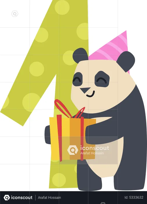Birthday numbers with panda  Illustration