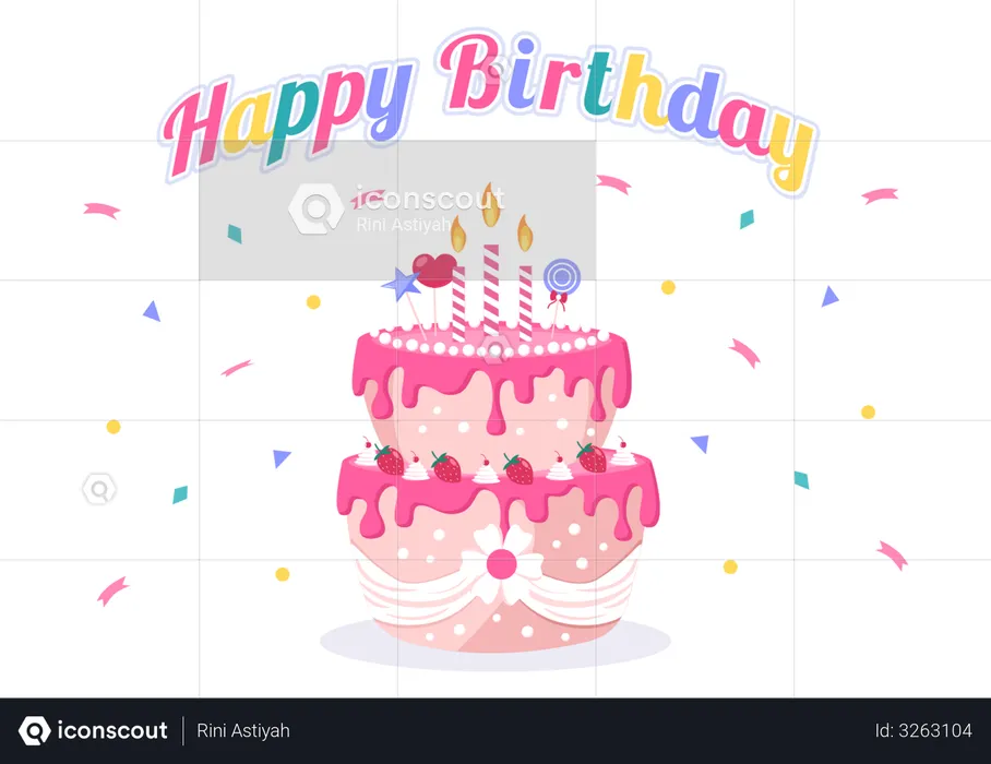 Birthday Party Cake  Illustration
