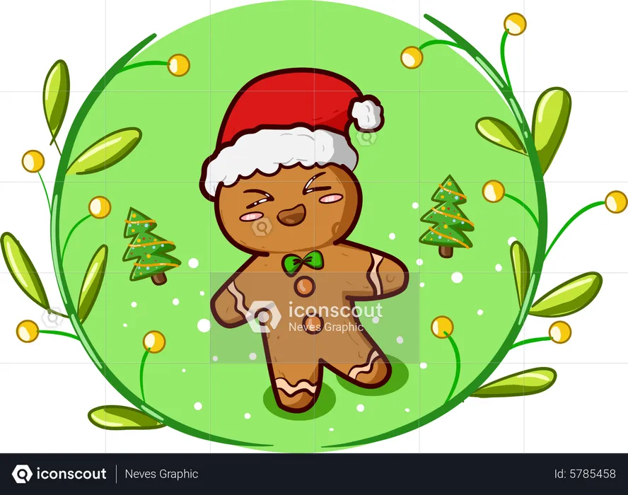 Biscuit with Christmas hat  Illustration