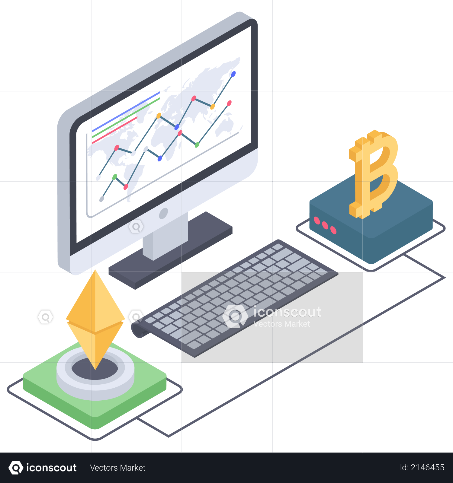 Bitcoin and Ethereum comparison Illustration