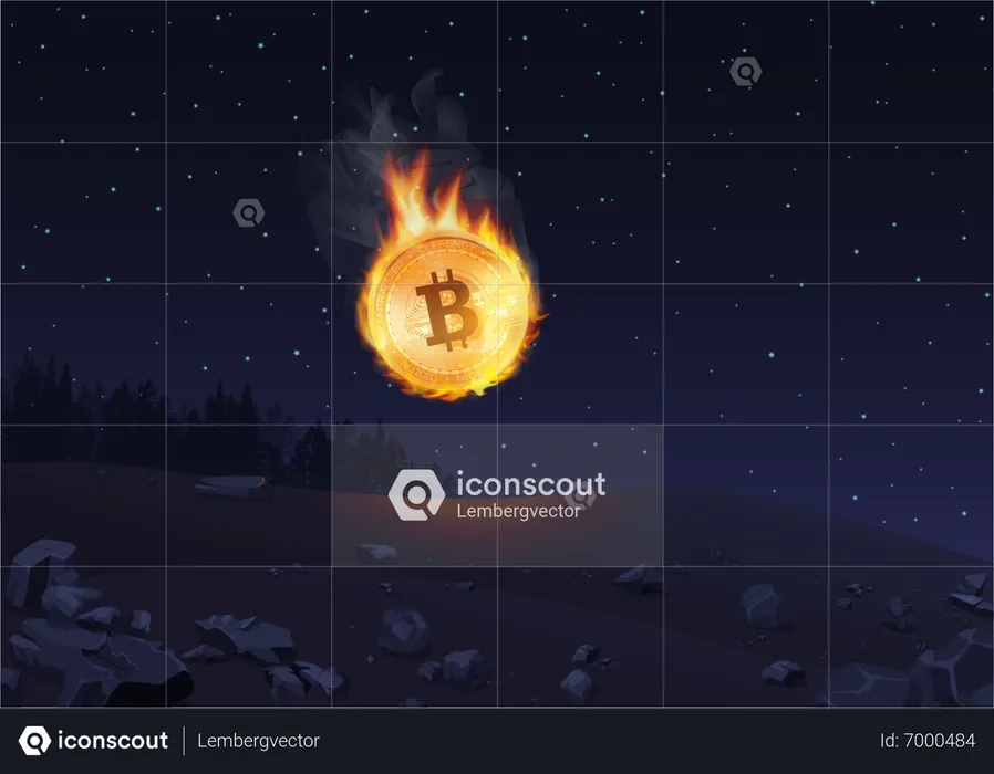 Bitcoin Asteroid  Illustration