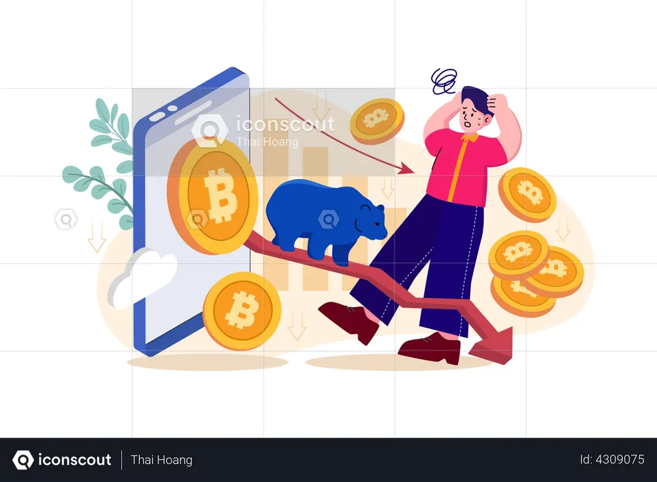 Bitcoin bearish market  Illustration