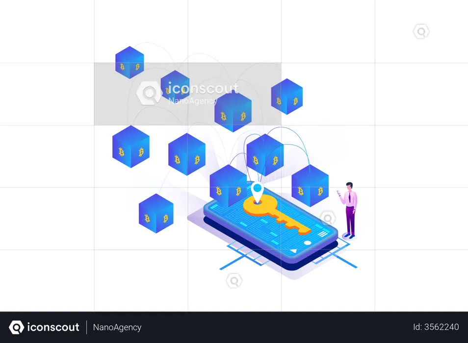 Bitcoin Blockchain Key  Illustration