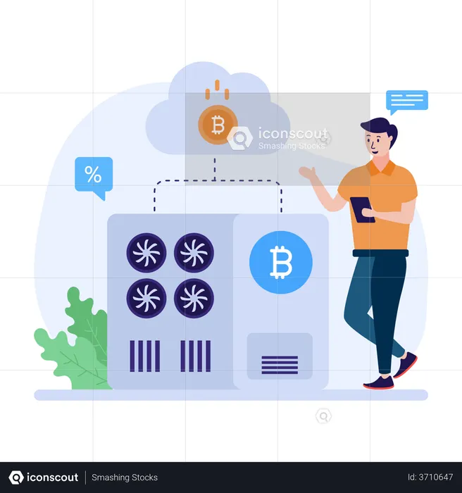 Bitcoin cloud server  Illustration