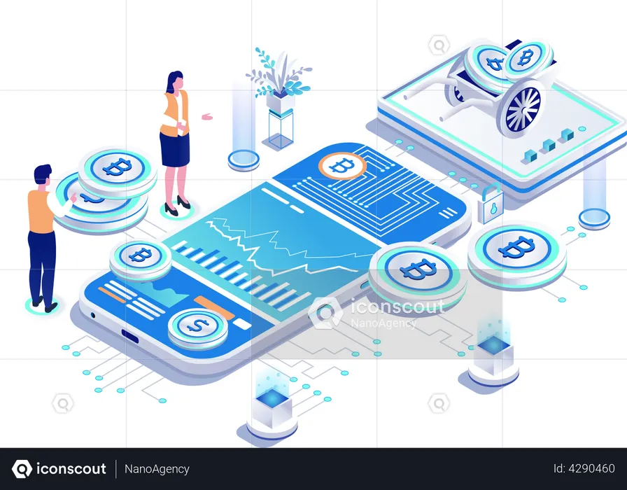 Bitcoin Cryptocurrency Growth Chart  Illustration