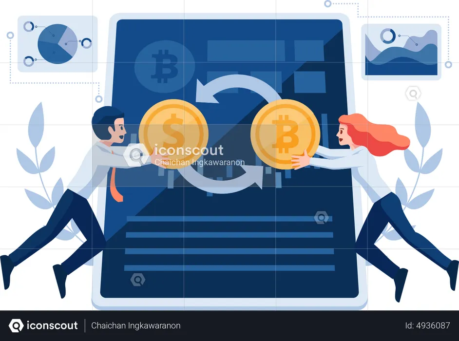 Bitcoin Exchange To Dollar  Illustration