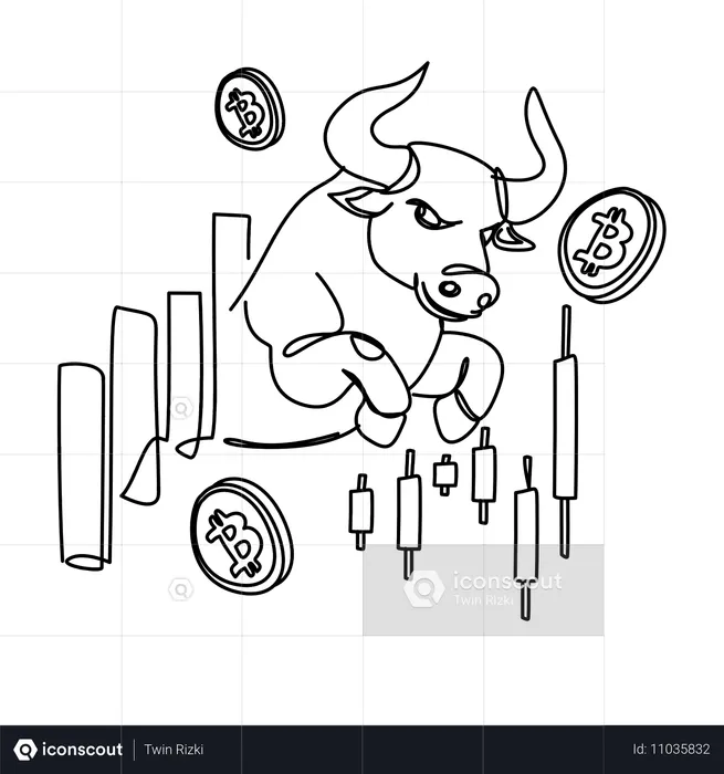 Bitcoin growth with bull market  Illustration