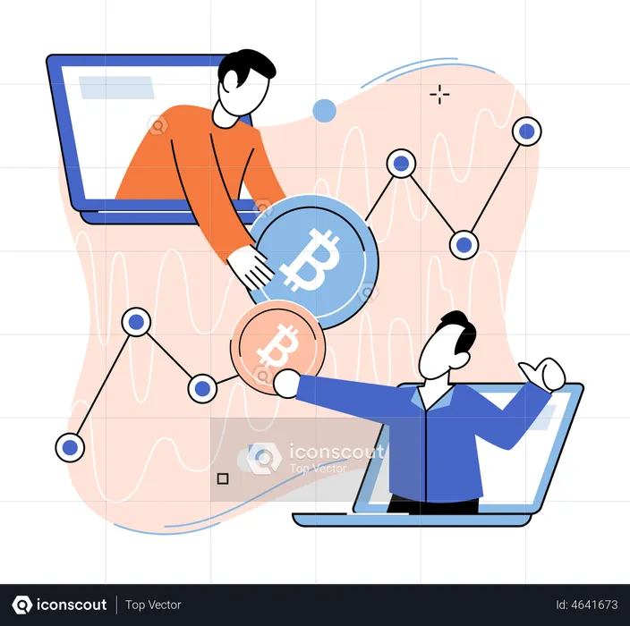 Bitcoin-Händler handeln mit Bitcoin  Illustration