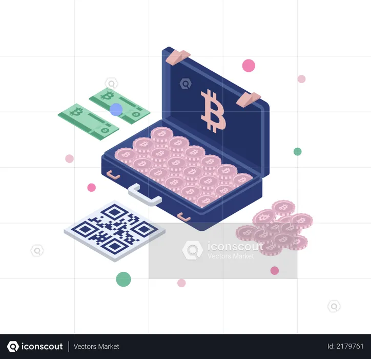 Bitcoin in briefcase  Illustration