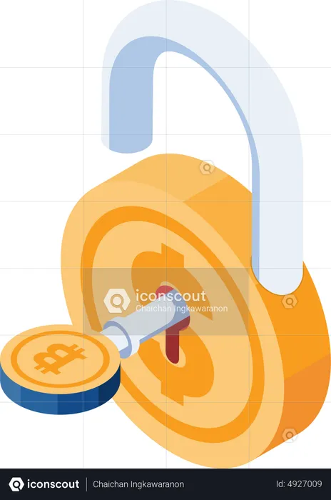 Bitcoin Key Unlock Dollar Coin  Illustration