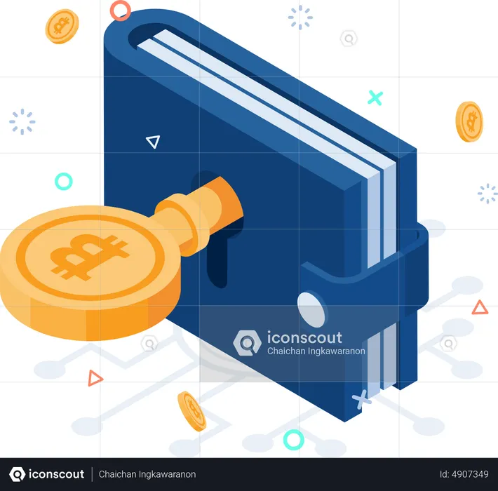 Bitcoin Key Unlock Wallet  Illustration