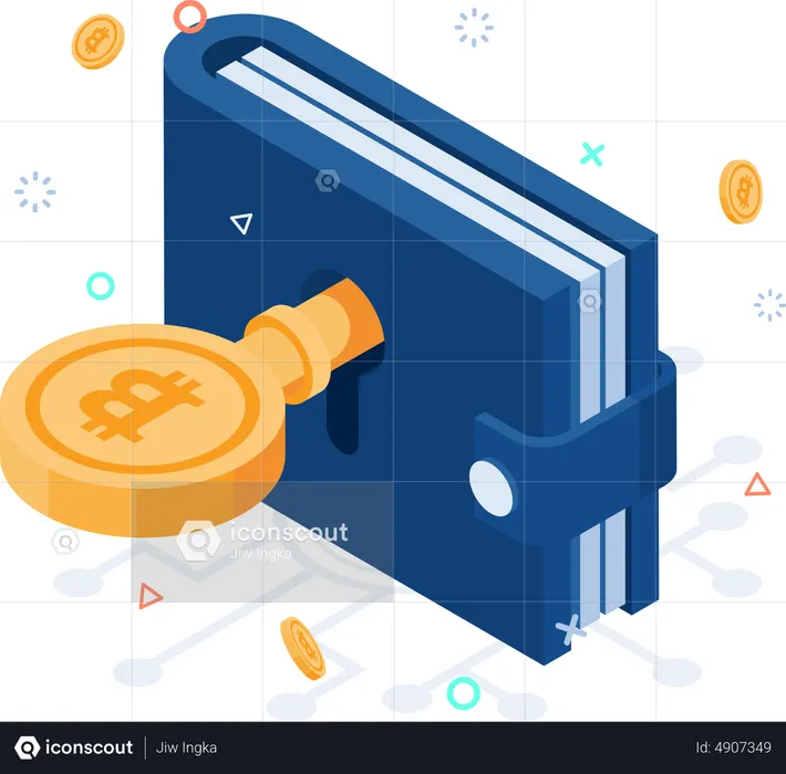 Bitcoin Key Unlock Wallet  Illustration