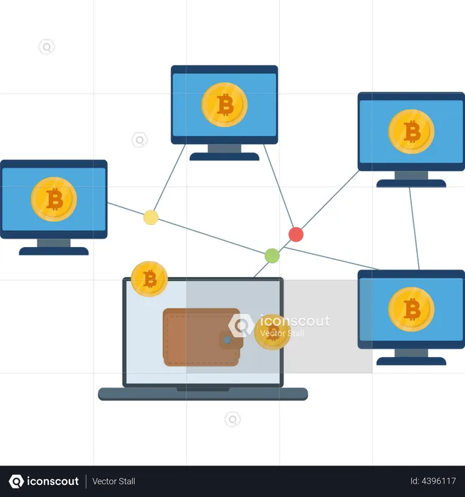 Bitcoin nodes connected to network  Illustration