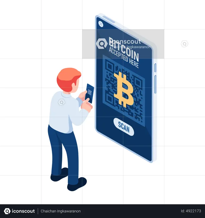 Bitcoin Qr Code Payment  Illustration