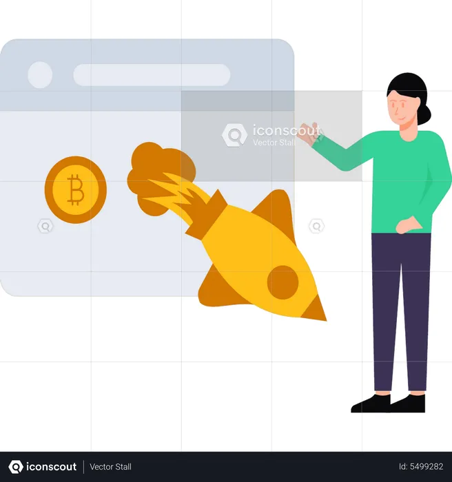 Bitcoin Rocket stürzt auf der Webseite ab  Illustration