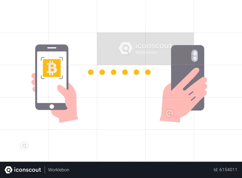 Bitcoin scannen und bezahlen  Illustration