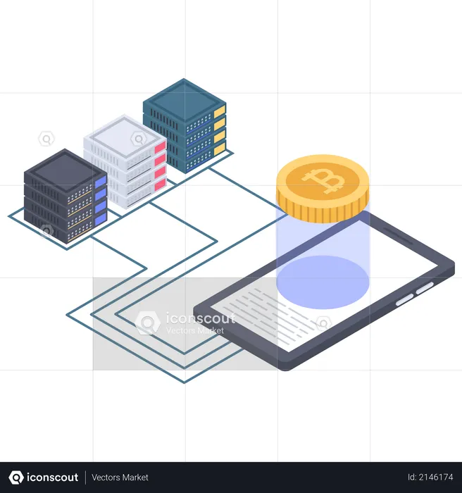 Bitcoin server connection  Illustration