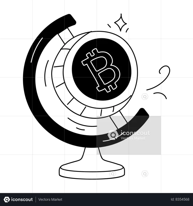 Bitcoin table globe  Illustration