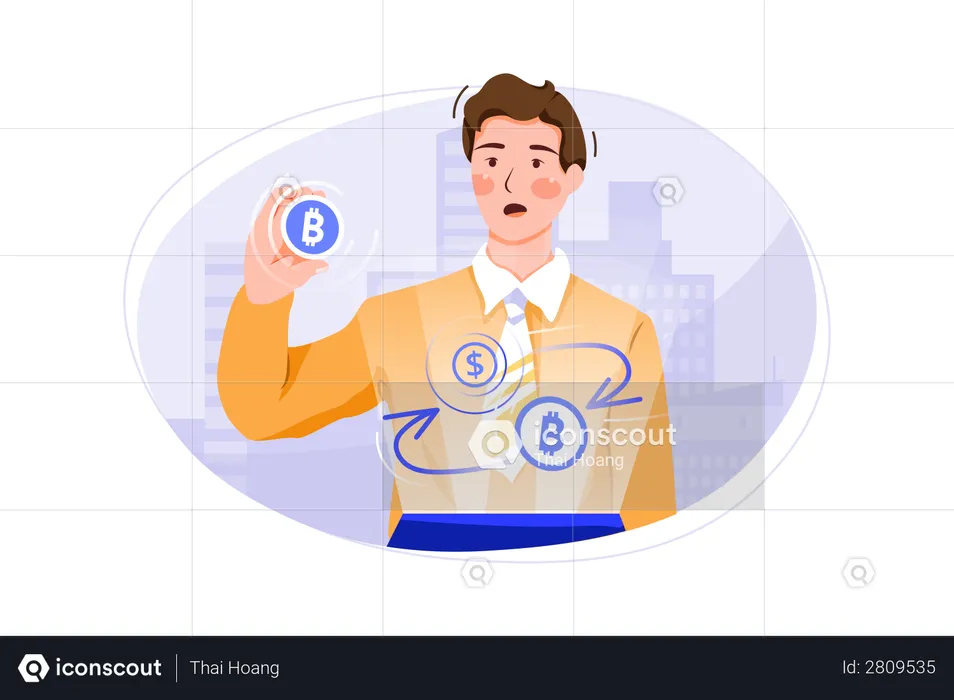 Bitcoin to dollar Exchange  Illustration