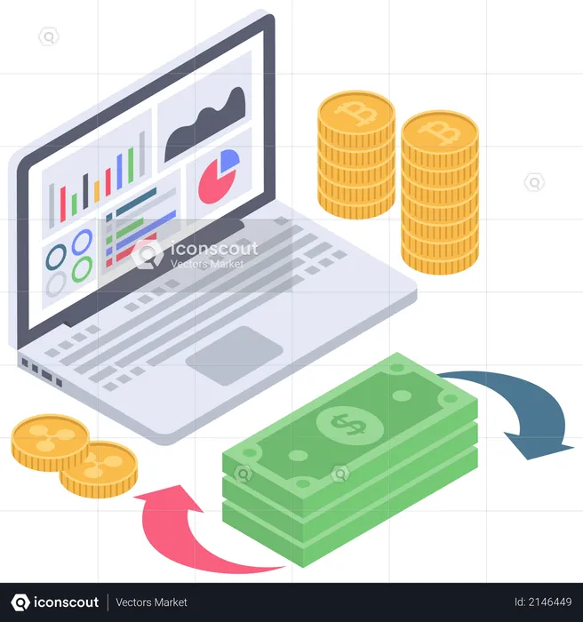 Bitcoin to money exchange analysis  Illustration