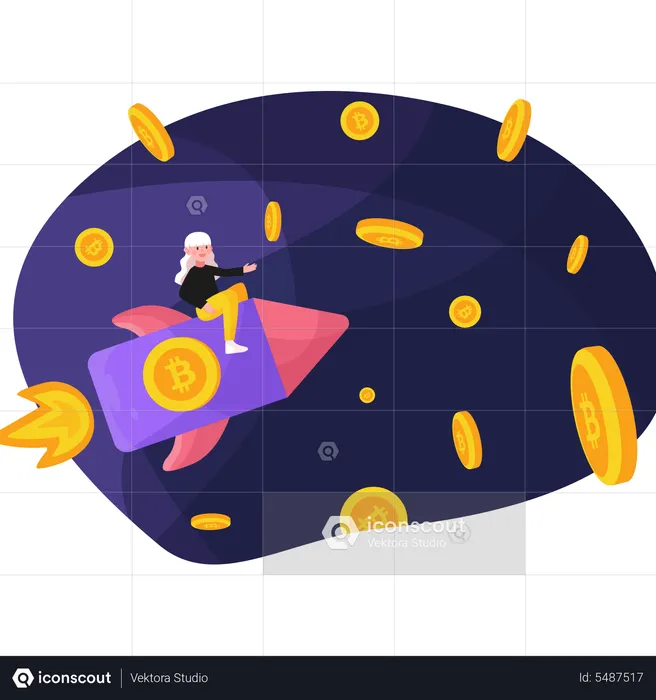 Bitcoin to moon  Illustration