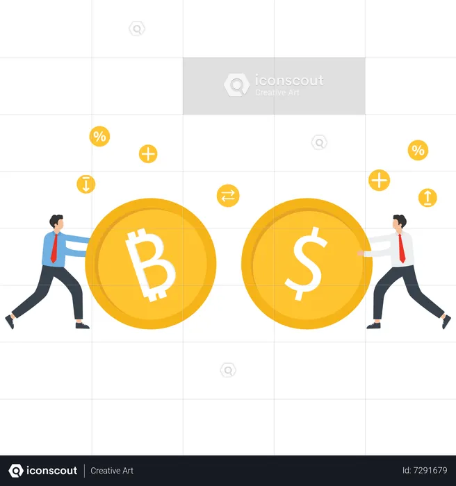 Bitcoin Value Compared To Dollar Money  Illustration