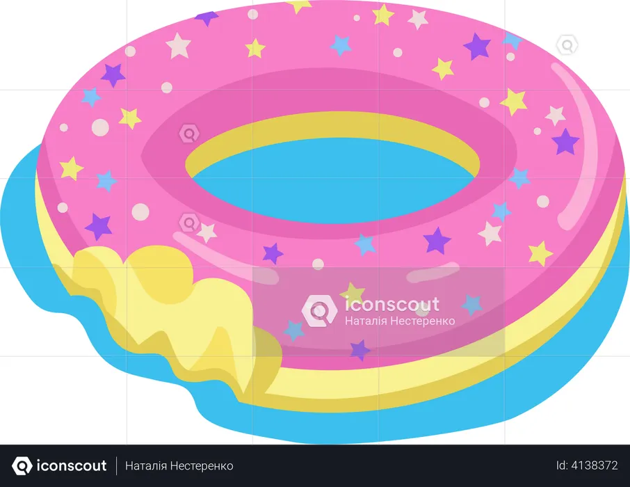 Bitten donut shaped air mattress  Illustration