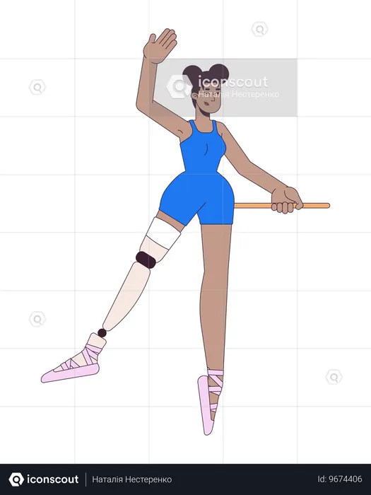 Black ballerina with leg prosthesis  Illustration
