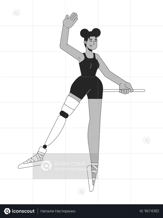 Black ballerina with leg prosthesis  Illustration