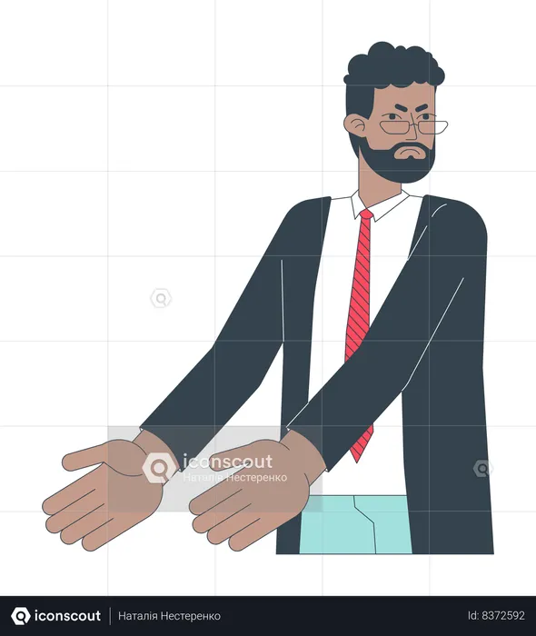 Black bearded boss arguing gesturing  Illustration