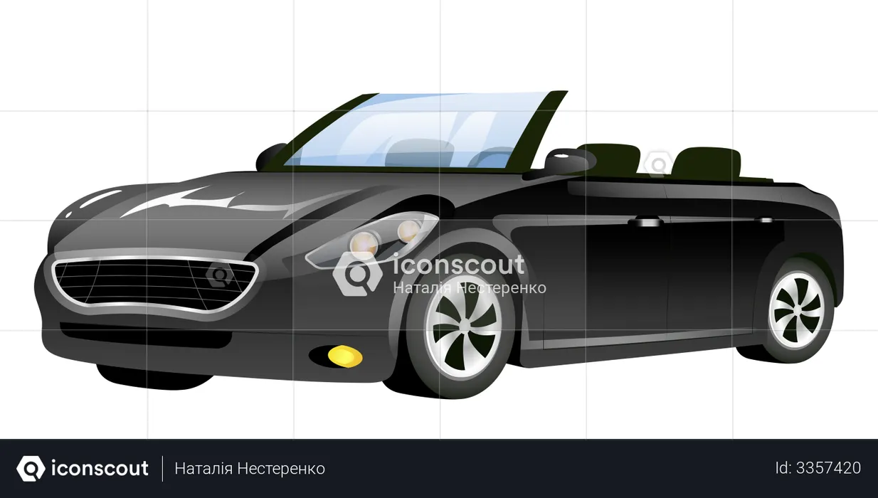 Black Cabriolet Car  Illustration