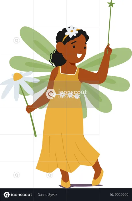 Black Child In Delicate Fairy Costume  Illustration