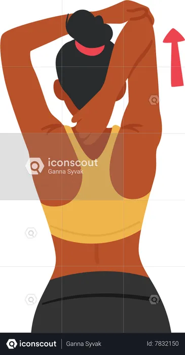 Black Fit Woman Stretching Hands  Illustration