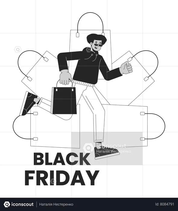 Venta al por menor de bolsas de compras del viernes negro  Ilustración