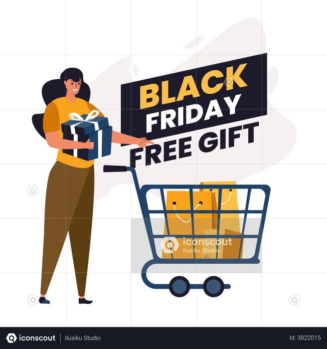 Black Friday com promoção de brindes  Ilustração