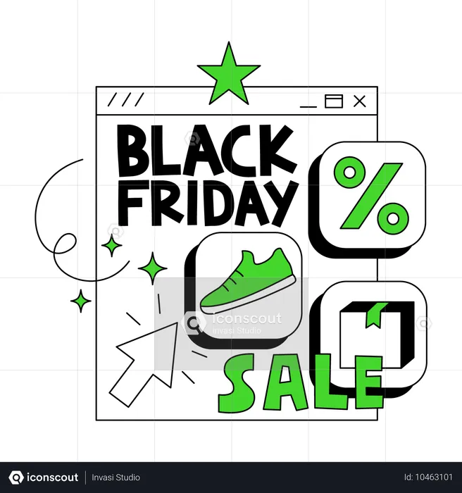 Black Friday sale with product and green discounts  Illustration