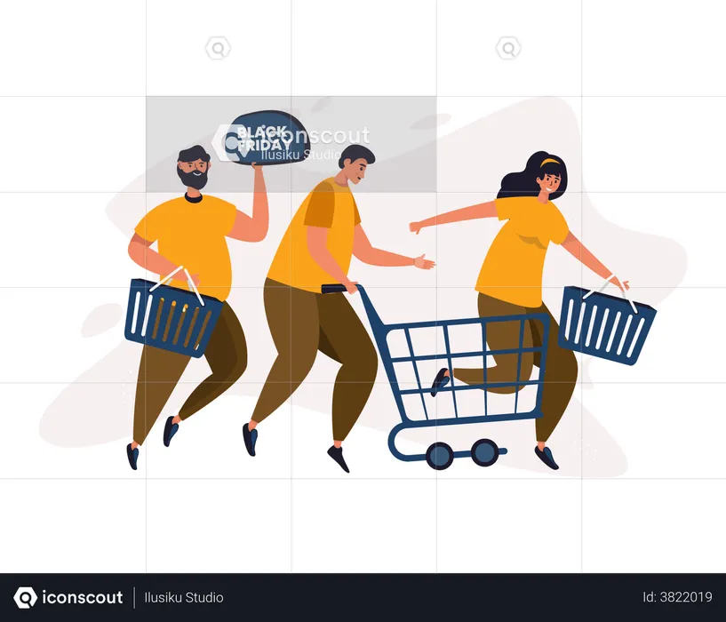 Black Friday Shopping Queue  Illustration