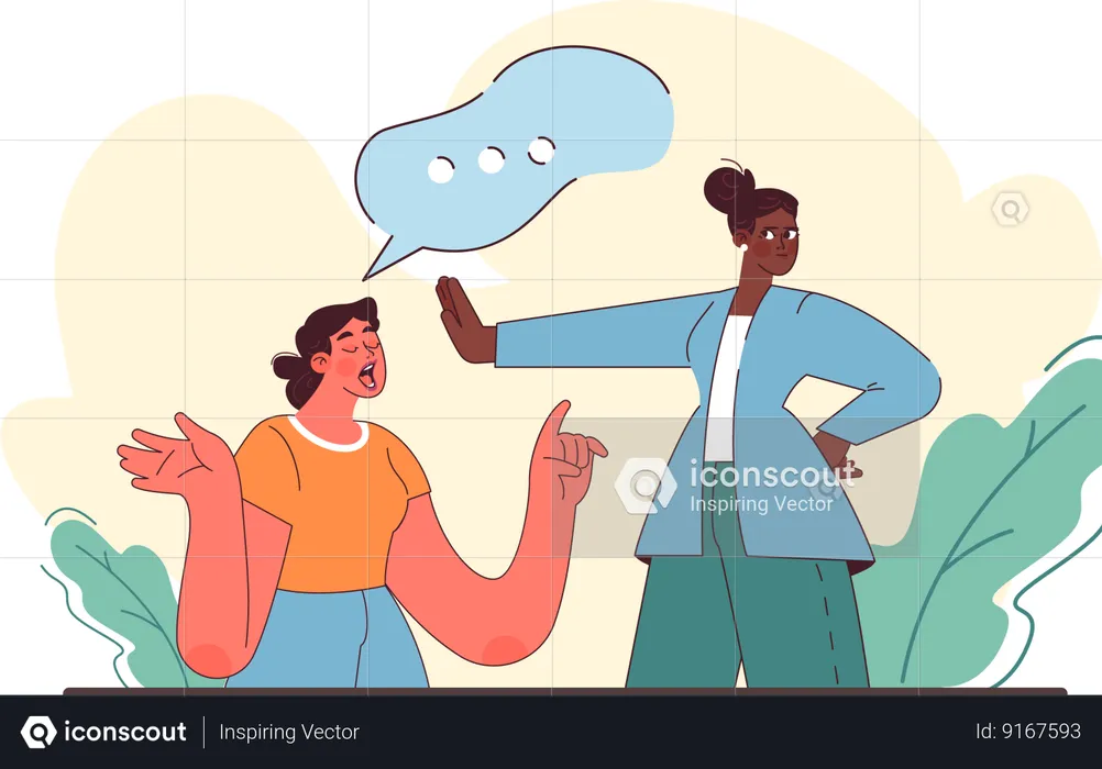 Black girl showing stop hand to girl  Illustration
