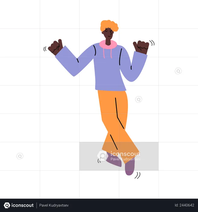 Black male teenager doing dance move  Illustration