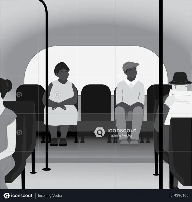 Black people sit in the back  Illustration