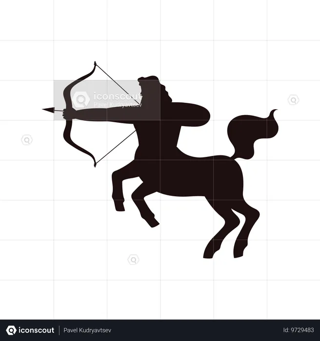 Black silhouette of centaur archery  Illustration