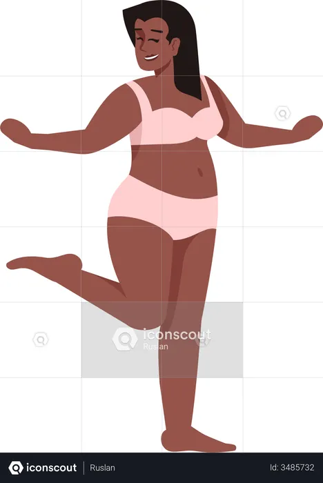 Black Woman dressed in two-piece swimsuit  Illustration