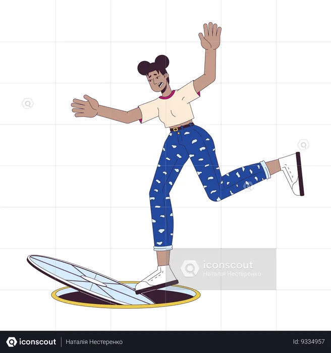 Black woman falling in sewer hole  Illustration