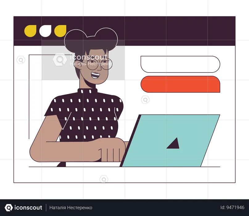 Black woman on web meeting  Illustration