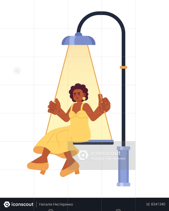 Black woman swing lamp post  Illustration