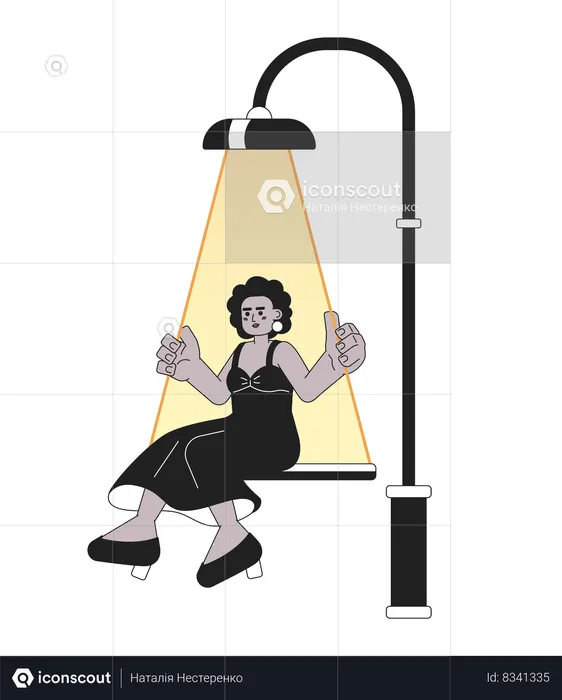 Black woman swing lamp post  Illustration
