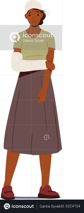 Black woman with broken arm  Illustration