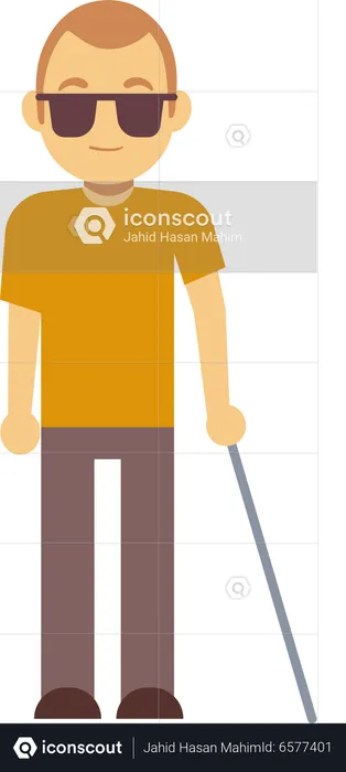 Blind Man With Cane  Illustration